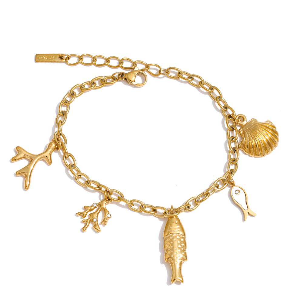 Yhpup Ocean Style Stainless Steel Chain Fish Shell Drop Bracelet Bangle 16K Golden PVD Plated Waterproof Summer Trendy Jewelry
Yhpup Ocean Style Stainless Steel Chain Fish Shell Drop Bracelet Bangle 16K Golden PVD Plated Waterproof Summer Trendy Jewelry