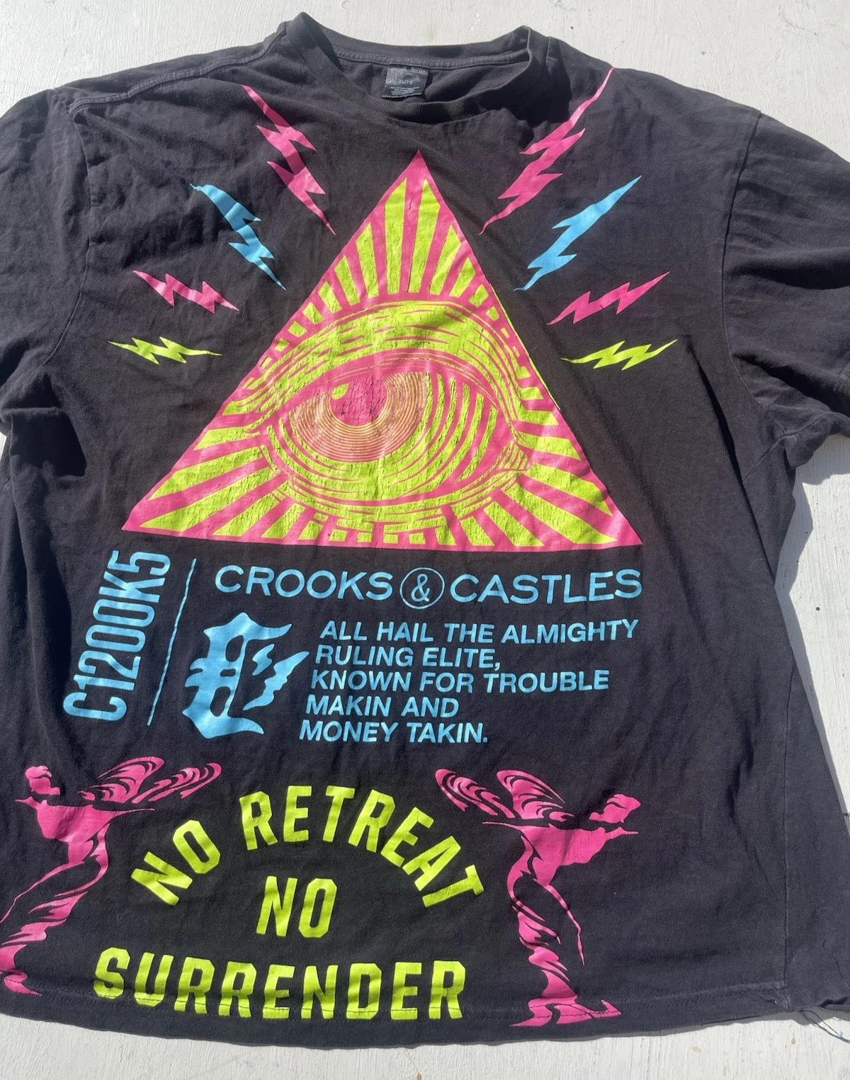 Мужская футболка Crooks & Castles Черная No Retreat XL Уличный Y2K Глаз Пирамиды NWO L
Мужская футболка Crooks & Castles Черная No Retreat XL Уличный Y2K Глаз Пирамиды NWO L