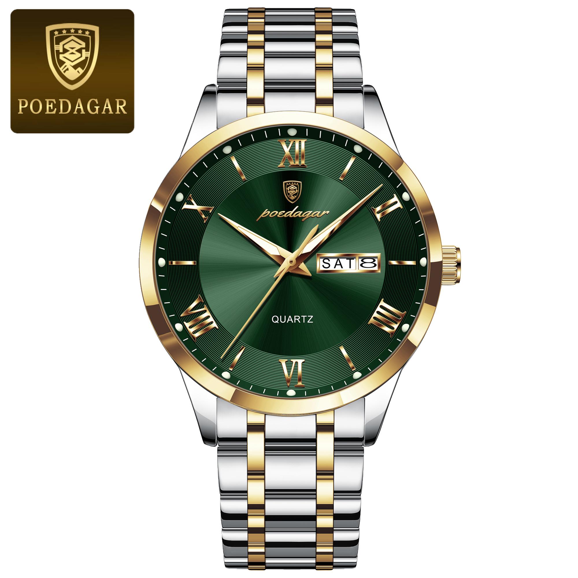POEDAGAR Luxury Fashion Men Clock Waterproof Luminous Week Date Sports Wristwatch Stainless Steel Quartz Watches Reloj зелений/золотий
POEDAGAR Luxury Fashion Men Clock Waterproof Luminous Week Date Sports Wristwatch Stainless Steel Quartz Watches Reloj зелений/золотий