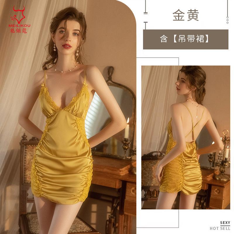 New foreign style pure desire pajamas women s French sexy pleated ice silk satin thin loungewear suspender skirt L
New foreign style pure desire pajamas women s French sexy pleated ice silk satin thin loungewear suspender skirt L