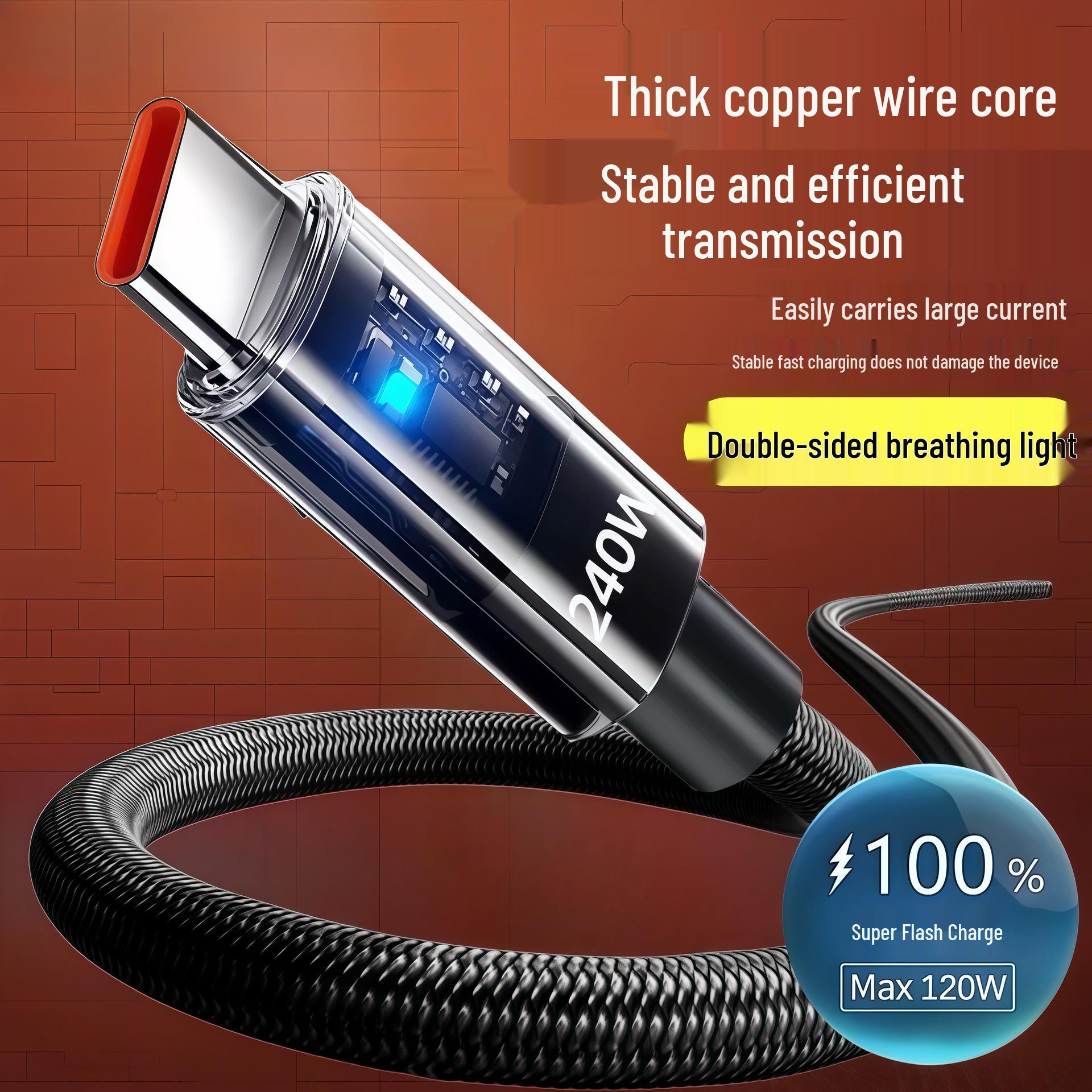 240W Anti-Overcharge Smart Charger Cable for Huawei, Xiaomi, OPPO Devices 25 cm
240W Anti-Overcharge Smart Charger Cable for Huawei, Xiaomi, OPPO Devices 25 cm