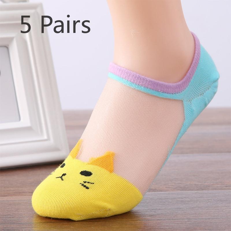5 пар женских летних милых прозрачных носков-лодочек с маленьким котом и кружевом Ice Silk 5 Pairs
5 пар женских летних милых прозрачных носков-лодочек с маленьким котом и кружевом Ice Silk 5 Pairs