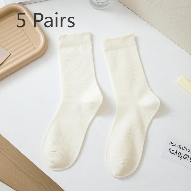 5 Pairs Socks Women s Mid-calf Socks Autumn and Winter Solid Colour Cotton Thickened White Thigh-high Stacked Socks Morandi Bone-less Monthly Socks 5 pairs слоновая кость
5 Pairs Socks Women s Mid-calf Socks Autumn and Winter Solid Colour Cotton Thickened White Thigh-high Stacked Socks Morandi Bone-less Monthly Socks 5 pairs слоновая кость