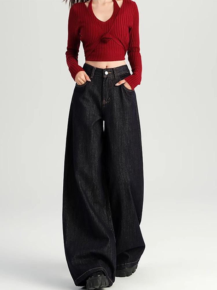 Женские джинсы темно-синего цвета с высокой талией и широкими штанинами, осень 2024 г., длина до пола, свободный крой. XL темно-синий
Женские джинсы темно-синего цвета с высокой талией и широкими штанинами, осень 2024 г., длина до пола, свободный крой. XL темно-синий