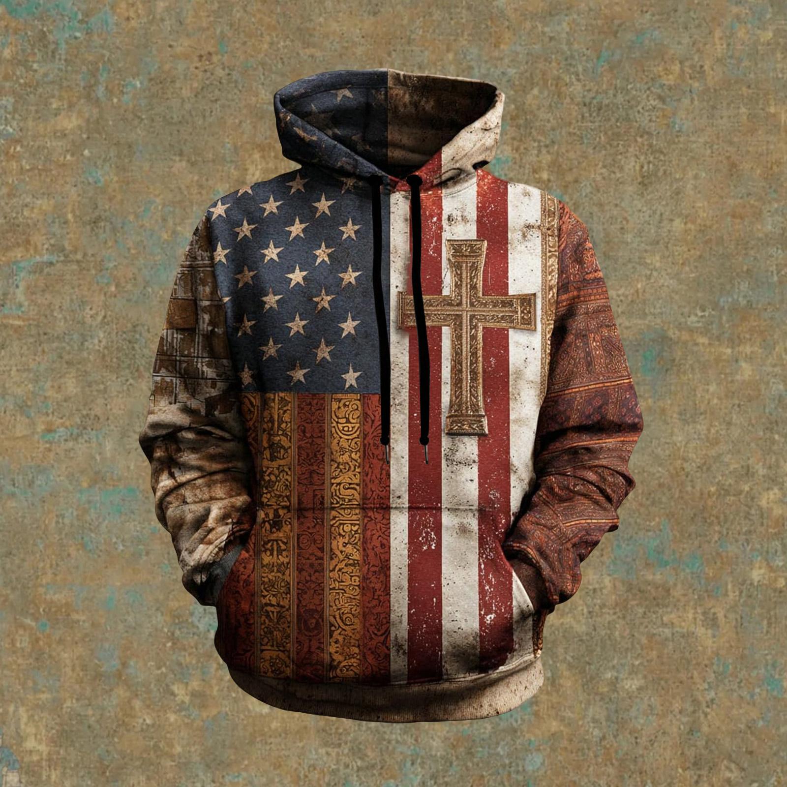 Мужское винтажное повседневное худи с крестом и американским флагом, патриотическая футболка XXL киноварь
Мужское винтажное повседневное худи с крестом и американским флагом, патриотическая футболка XXL киноварь