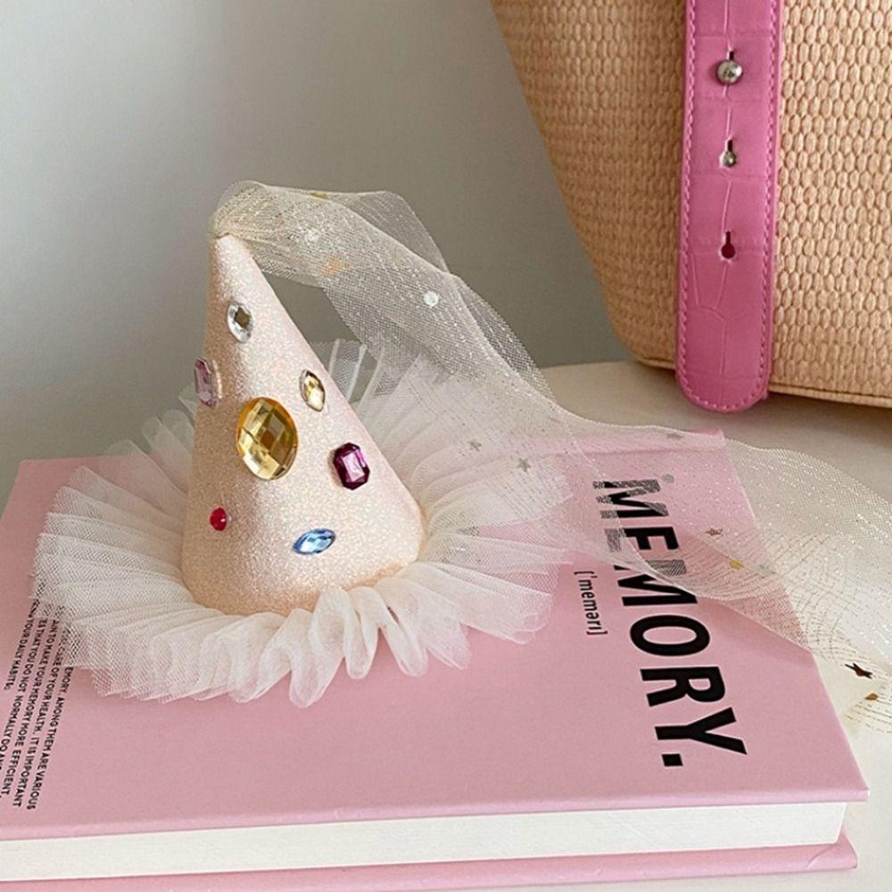 Сетка Заколка для волос Шляпа на день рождения Заколка для волос Шапка на день рождения Корона на день рождения Милый Украшение на день рождения B