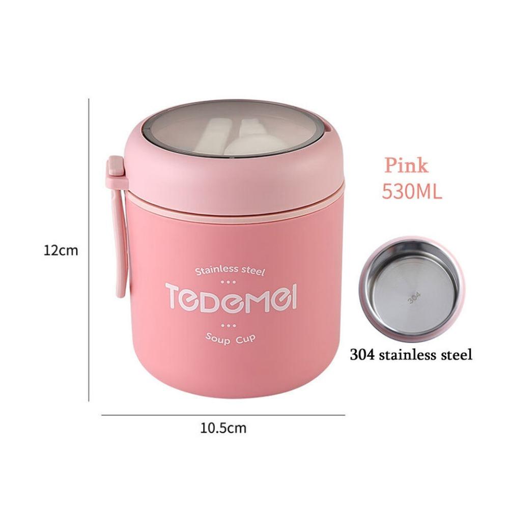 530 мл термос для еды, изолированная чашка для супа, термос, контейнеры из нержавеющей стали, ланч-бокс, термосохраняет тепло для школьников 1&530ml&1