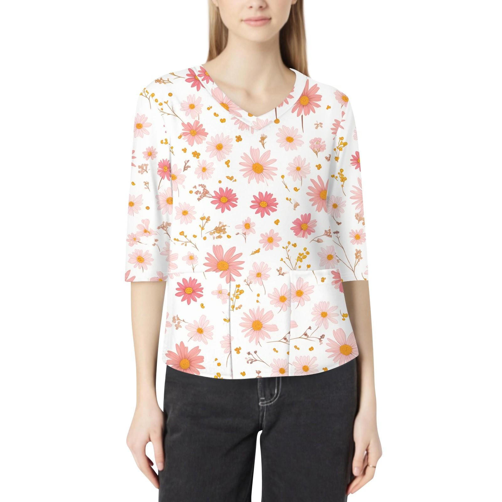 Fashionable V-neck Women s 3/4 Sleeved Work Clothes Pocket Printed Loose Tops XL кавун червоний колір
Fashionable V-neck Women s 3/4 Sleeved Work Clothes Pocket Printed Loose Tops XL кавун червоний колір