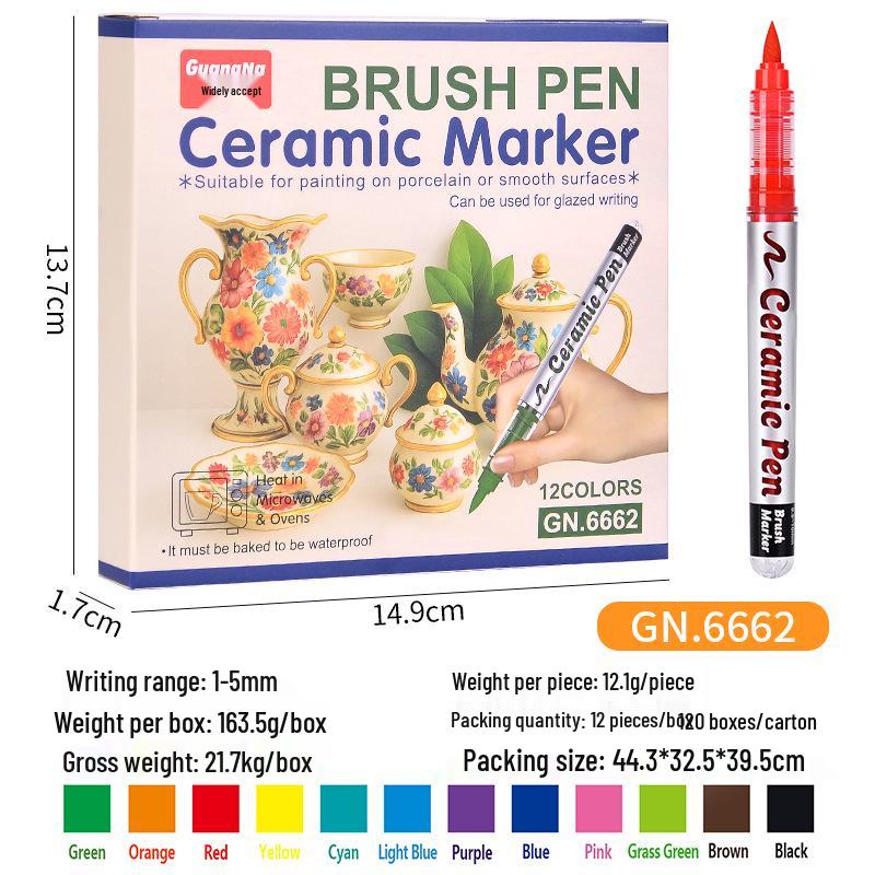 Ceramic ink pens, DIY gouache brushes, soft-tip markers, and glass painting tools with oven-dry requirement.
Ceramic ink pens, DIY gouache brushes, soft-tip markers, and glass painting tools with oven-dry requirement.