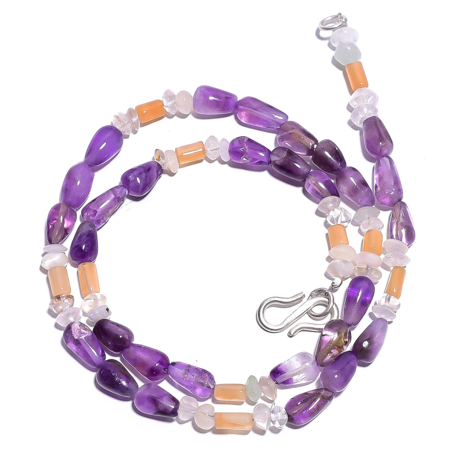 Natural Amethyst Crystal Moonstone Gemstone Smooth Beads Necklace 17 UB-4498 UB-4498
Natural Amethyst Crystal Moonstone Gemstone Smooth Beads Necklace 17 UB-4498 UB-4498