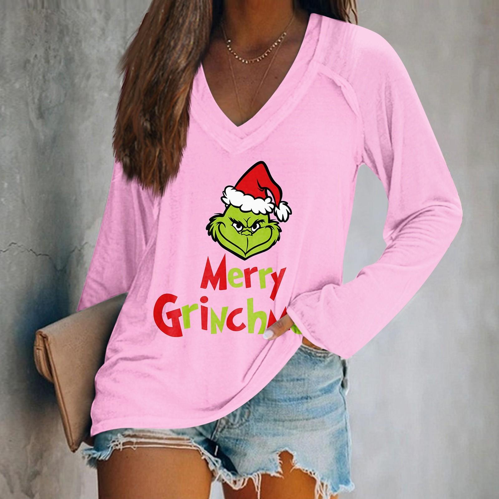 Women s Fashion Long Sleeve T-Shirt V-Neck Christmas Print Casual Loose Top M рожевий
Women s Fashion Long Sleeve T-Shirt V-Neck Christmas Print Casual Loose Top M рожевий