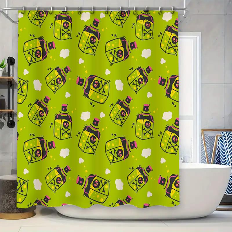 Bright Green Poison Bottle Pattern Shower Curtain For Bathrooms Halloween Decor, Non-Slip Waterproof Fabric Bathroom Shower Curt W60H190(CM)-1 Pcs
Bright Green Poison Bottle Pattern Shower Curtain For Bathrooms Halloween Decor, Non-Slip Waterproof Fabric Bathroom Shower Curt W60H190(CM)-1 Pcs