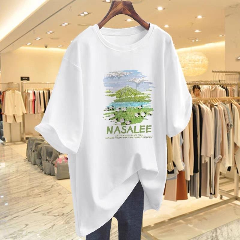 White cotton medium and long short-sleeved t-shirt women s summer new 2025 half-sleeved summer dopamine top ins S
White cotton medium and long short-sleeved t-shirt women s summer new 2025 half-sleeved summer dopamine top ins S
