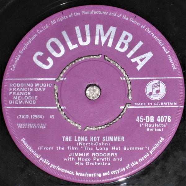 7inch Record JIMMIE RODGERS - The Long Hot Summer 45DB4078 Columbia 1958 UK Pop Used
7inch Record JIMMIE RODGERS - The Long Hot Summer 45DB4078 Columbia 1958 UK Pop Used