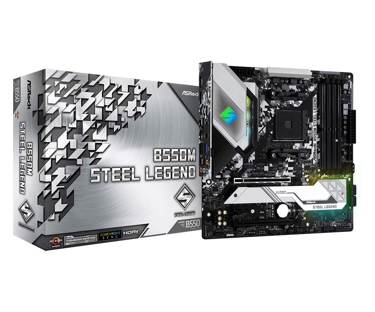 ASRock AMD Ryzen серії 5000, сумісна материнська плата Micro ATX з чіпсетом B550 Авторизований дистриб’ютор B550M Steel Legend (Розетка AM4) [Вітчизняний
ASRock AMD Ryzen серії 5000, сумісна материнська плата Micro ATX з чіпсетом B550 Авторизований дистриб’ютор B550M Steel Legend (Розетка AM4) [Вітчизняний