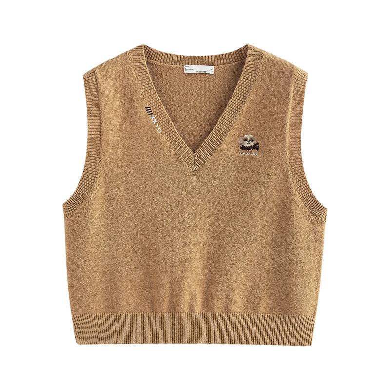 Женский вязаный жилет Inman в стиле ретро с V-образным вырезом и вышивкой M