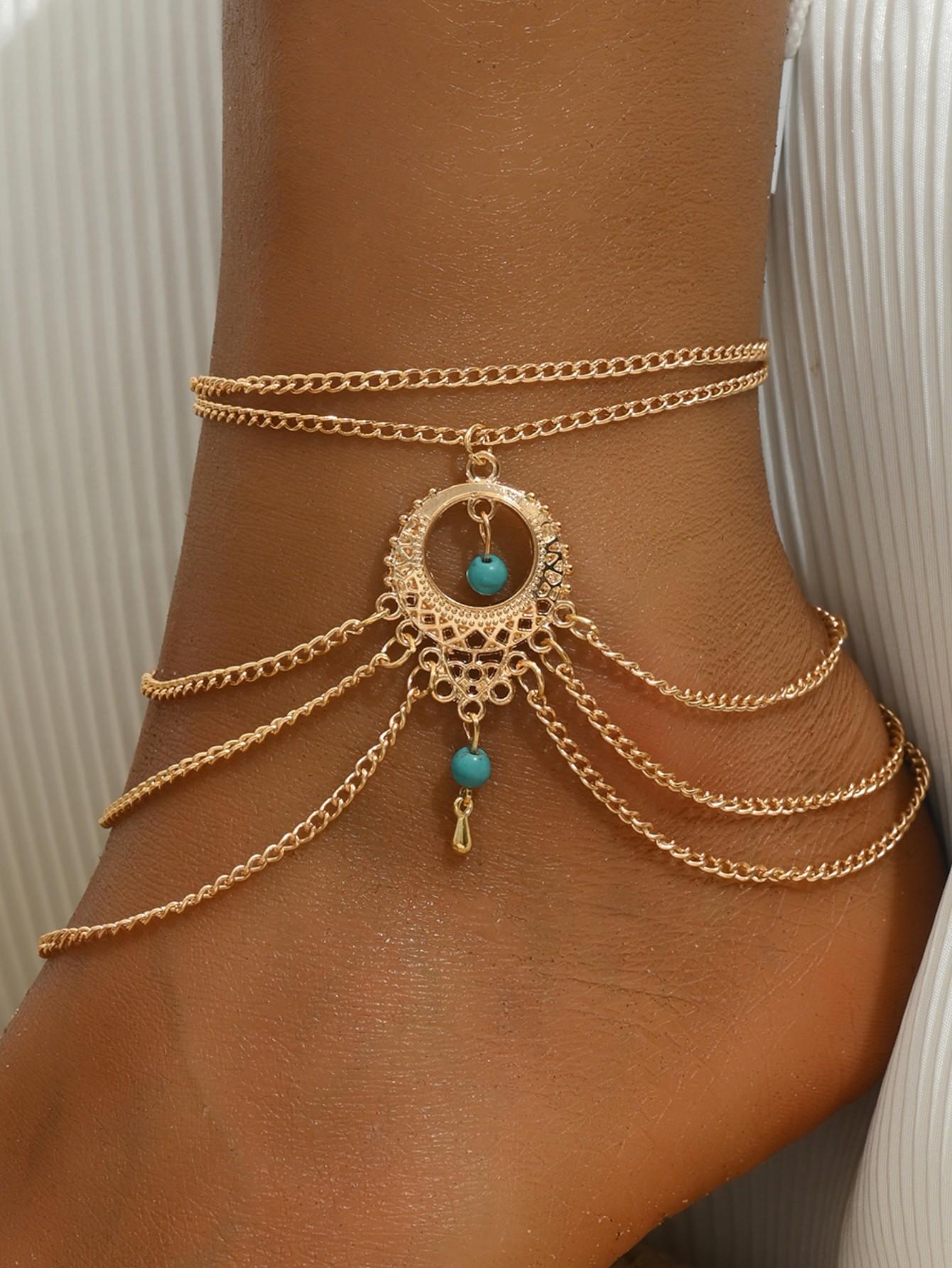 1pc gold hollowed out turquoise water drop shaped women s ankle chain summer popular accessory
1pc gold hollowed out turquoise water drop shaped women s ankle chain summer popular accessory