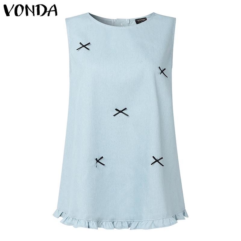 VONDA Летние женские топы без рукавов с круглым вырезом, пэчворк с бантом, повседневные майки 5XL светло-синий
VONDA Летние женские топы без рукавов с круглым вырезом, пэчворк с бантом, повседневные майки 5XL светло-синий
