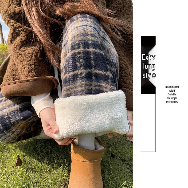Women s High Waist Woolen Plaid Pants - Brown Plush, Autumn/Winter, Straight or Wide Leg Options XL (125-140 lbs)
Women s High Waist Woolen Plaid Pants - Brown Plush, Autumn/Winter, Straight or Wide Leg Options XL (125-140 lbs)
