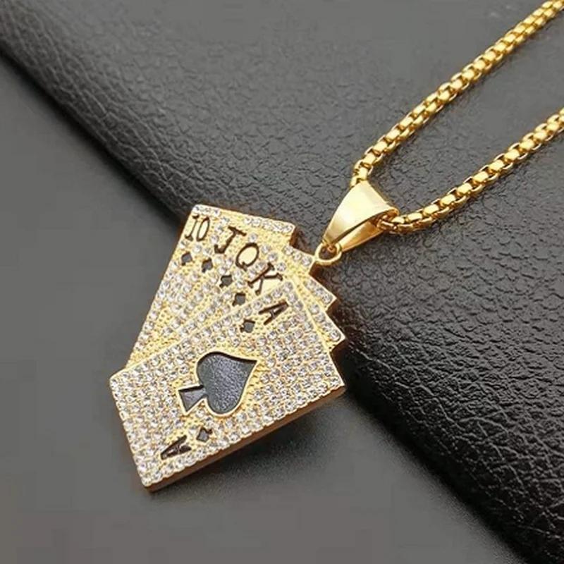 Hip-Hop Iced Out Spades Playing Card Necklace Men s Personalized Street Hip-Hop Rock Trend Jewelry Cool Luck Necklace
Hip-Hop Iced Out Spades Playing Card Necklace Men s Personalized Street Hip-Hop Rock Trend Jewelry Cool Luck Necklace