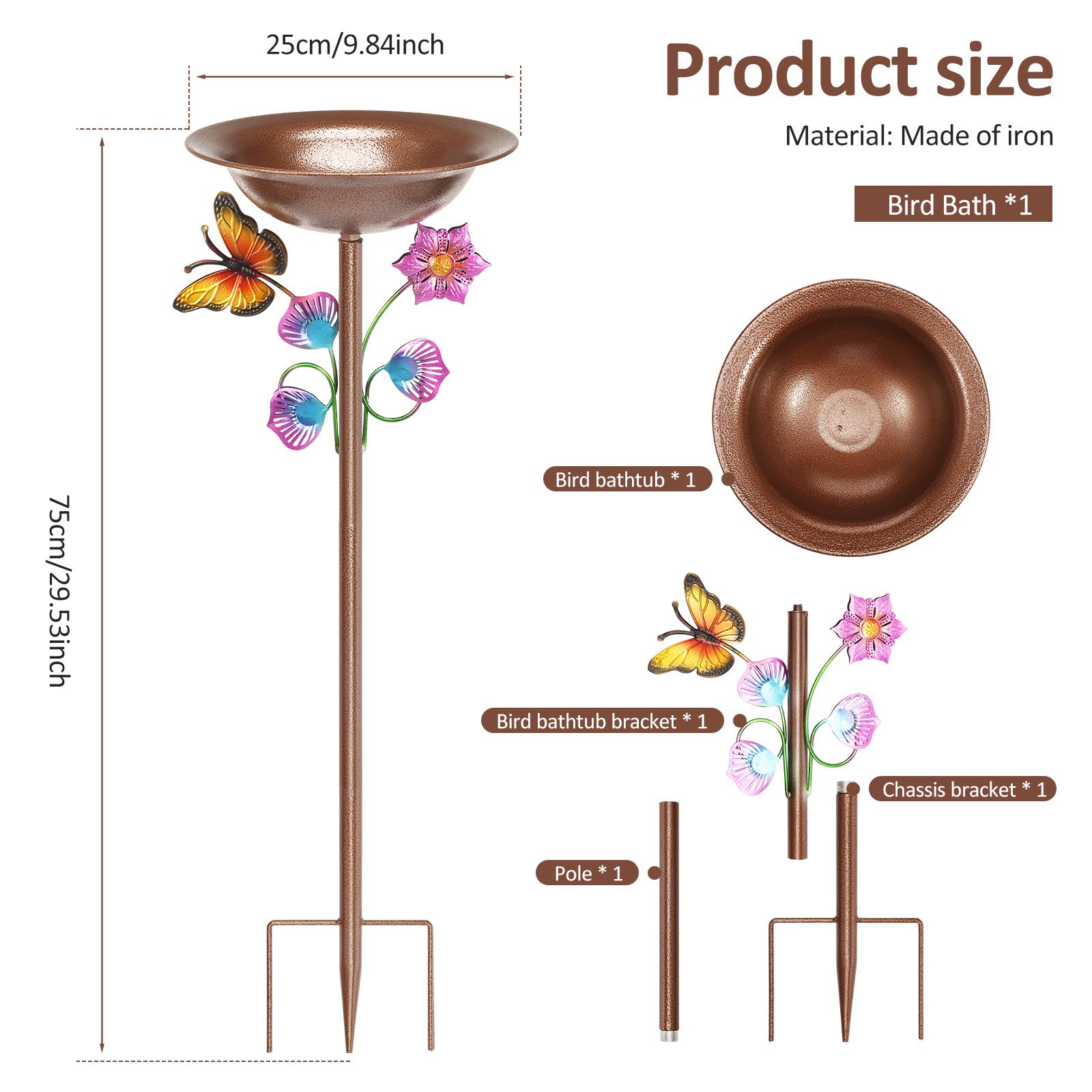 Metal Bird Bath 75cm Standing Garden Birdbath Detachable Bird Bath Feeder Bowls for Outdoor Garden Patio Yard Lawn Decoration
Metal Bird Bath 75cm Standing Garden Birdbath Detachable Bird Bath Feeder Bowls for Outdoor Garden Patio Yard Lawn Decoration