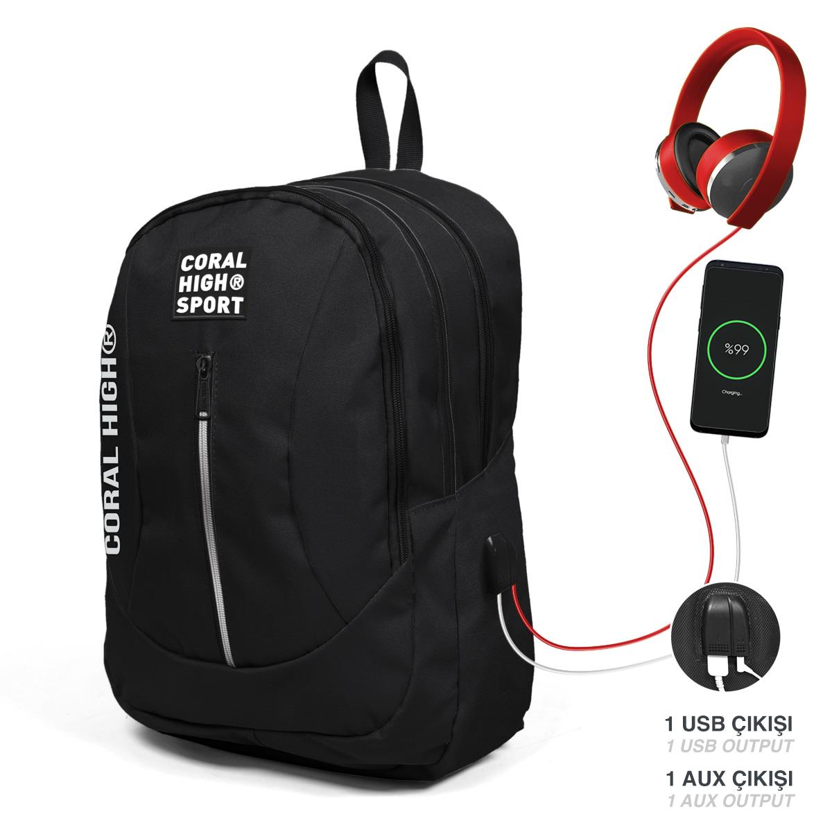 Черный рюкзак Coral High Sport с четырьмя отсеками для зарядки наушников и наушников 23226
Черный рюкзак Coral High Sport с четырьмя отсеками для зарядки наушников и наушников 23226