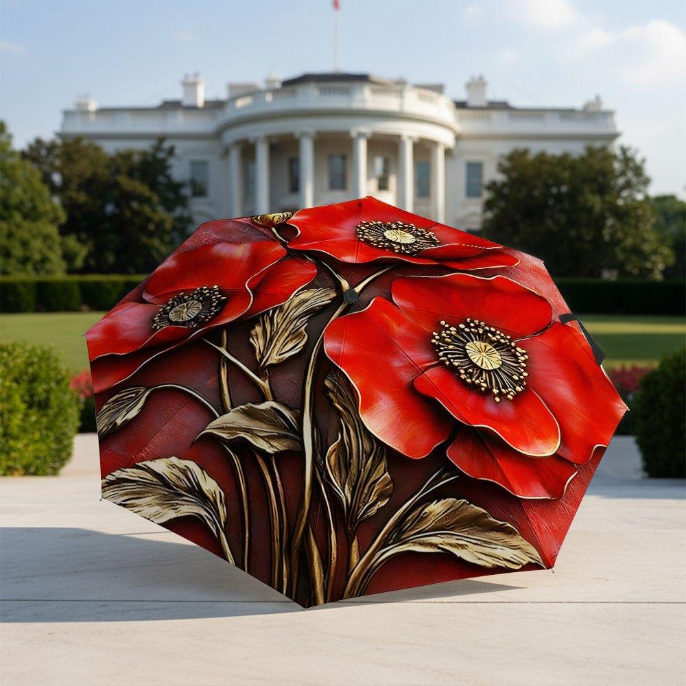 Open/Close Portable Folding Umbrella with Large Red Poppy Flower Canopy & Textured Leaf Design - 8-Rib Compact Travel Umbrella (as the picture,Iron&8K)
Open/Close Portable Folding Umbrella with Large Red Poppy Flower Canopy & Textured Leaf Design - 8-Rib Compact Travel Umbrella (as the picture,Iron&8K)
