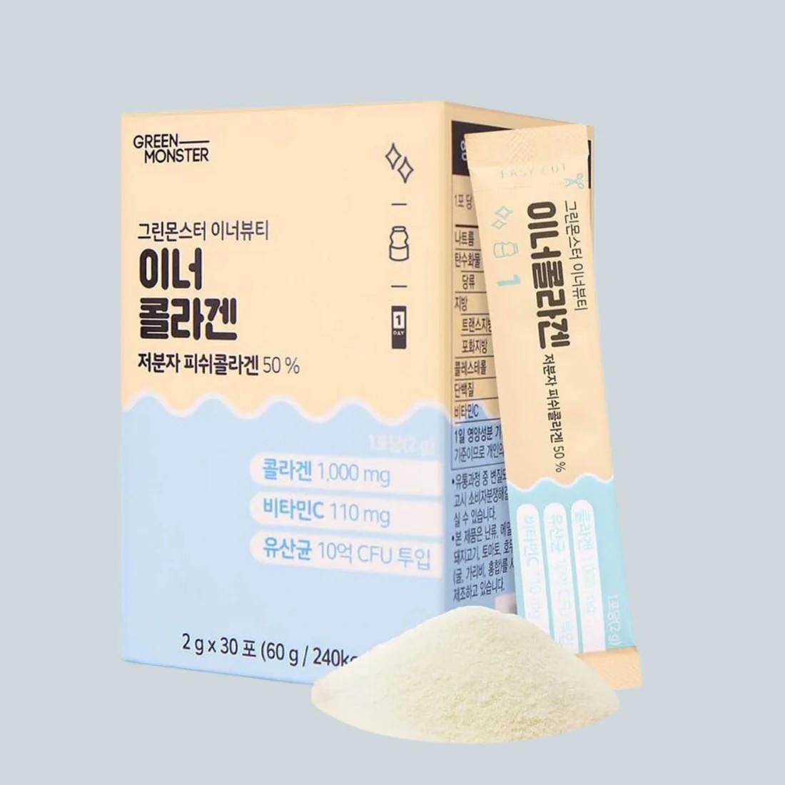 GREEN MONSTER Inner Beauty Inner Collagen 1 коробка/2 г*30 шт 1box
GREEN MONSTER Inner Beauty Inner Collagen 1 коробка/2 г*30 шт 1box