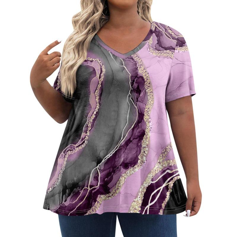 Жіночі топи великих розмірів Сорочки з короткими рукавами V-подібний виріз Повсякденний одяг Одяг Топи з принтом Футболки для жінок 7XL
Жіночі топи великих розмірів Сорочки з короткими рукавами V-подібний виріз Повсякденний одяг Одяг Топи з принтом Футболки для жінок 7XL