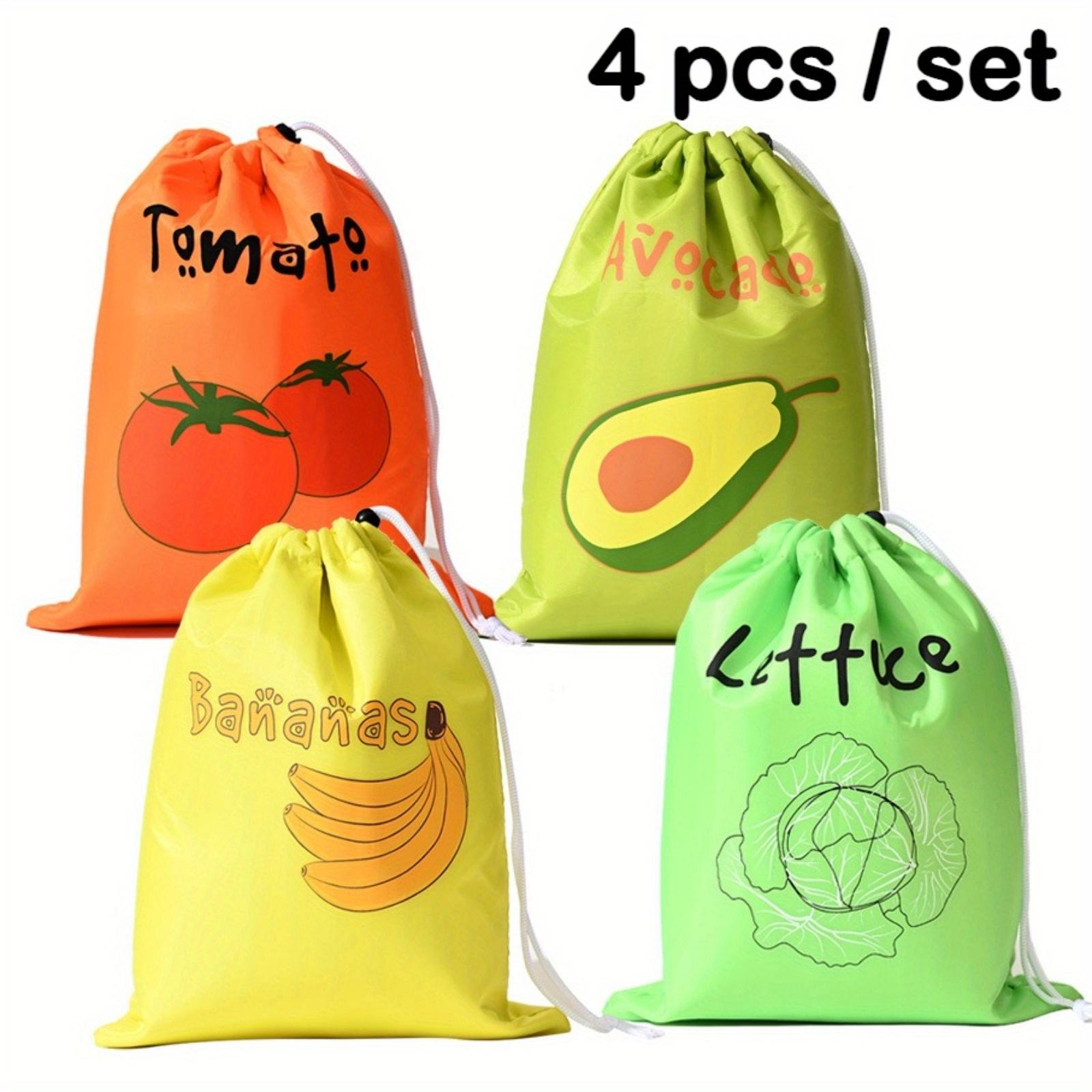 4pcs Reusable Fruit and Vegetable Storage Bags, Drawstring Bags with Colorful Illustration Design for Kitchen,Travel,Camping Use
4pcs Reusable Fruit and Vegetable Storage Bags, Drawstring Bags with Colorful Illustration Design for Kitchen,Travel,Camping Use