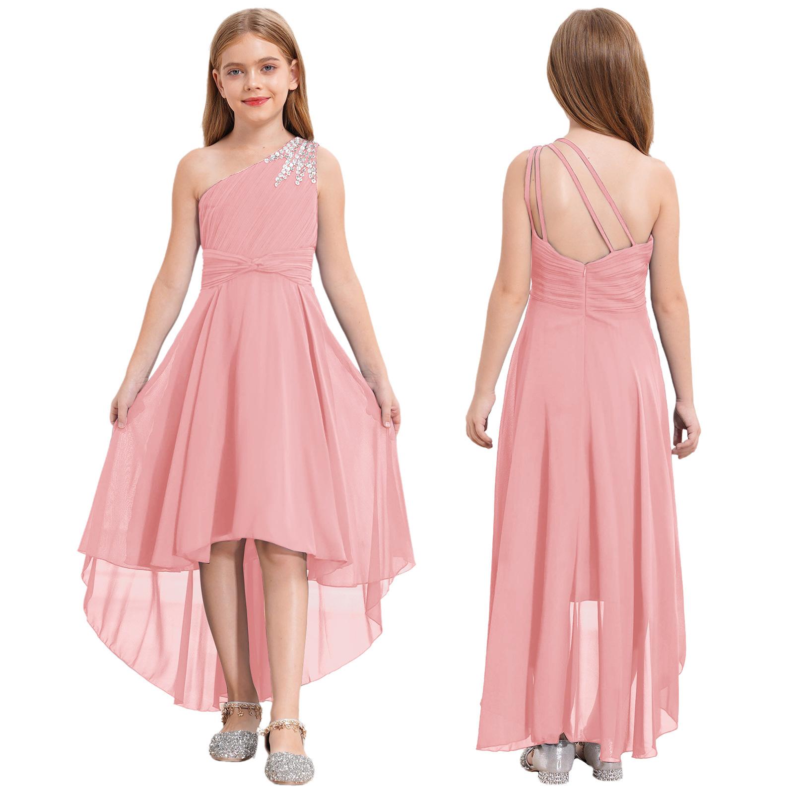 Дитячі сукні для подружок нареченої на одне плече для дівчат із рюшами, довгі шифонові офіційні святкові сукні 13-14 Years рожевий
Дитячі сукні для подружок нареченої на одне плече для дівчат із рюшами, довгі шифонові офіційні святкові сукні 13-14 Years рожевий