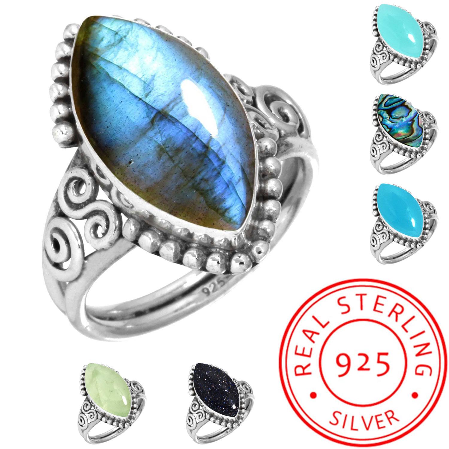 925 Sterling Silver Ring Women Gemstone Handmade Jewelry Thanksgiving Gift Aqua Blue Chalcedony Abalone Shell Blue Sunstone Labradorite Prehnite 6.5
925 Sterling Silver Ring Women Gemstone Handmade Jewelry Thanksgiving Gift Aqua Blue Chalcedony Abalone Shell Blue Sunstone Labradorite Prehnite 6.5