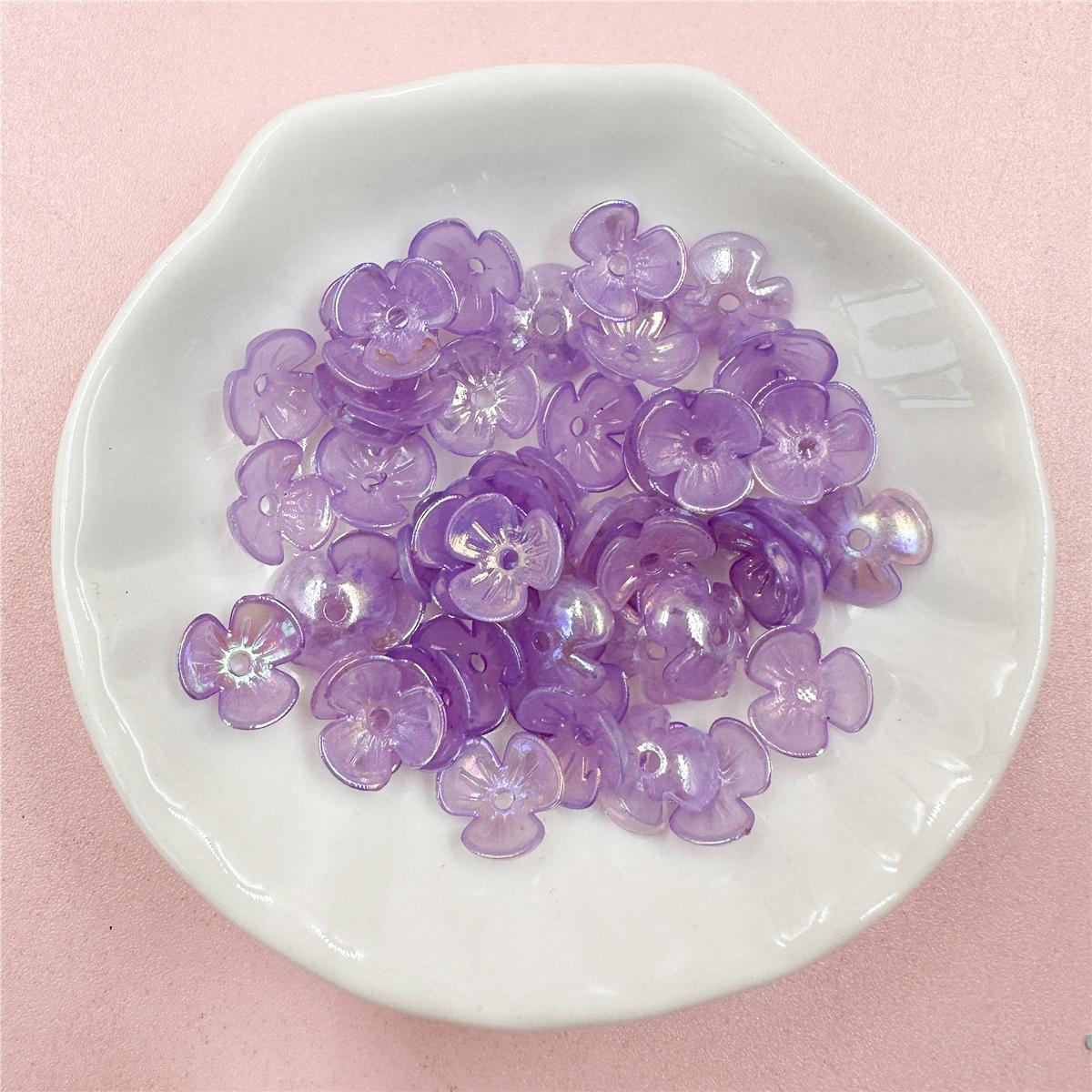 Товары для вечеринок Разноцветные разделительные бусины с отверстием Акриловые украшения для изготовления подвесок Маленькие цветочные бусины Цветной браслет-ожерелье своими руками 100pcs about9.5mm фиолетовый