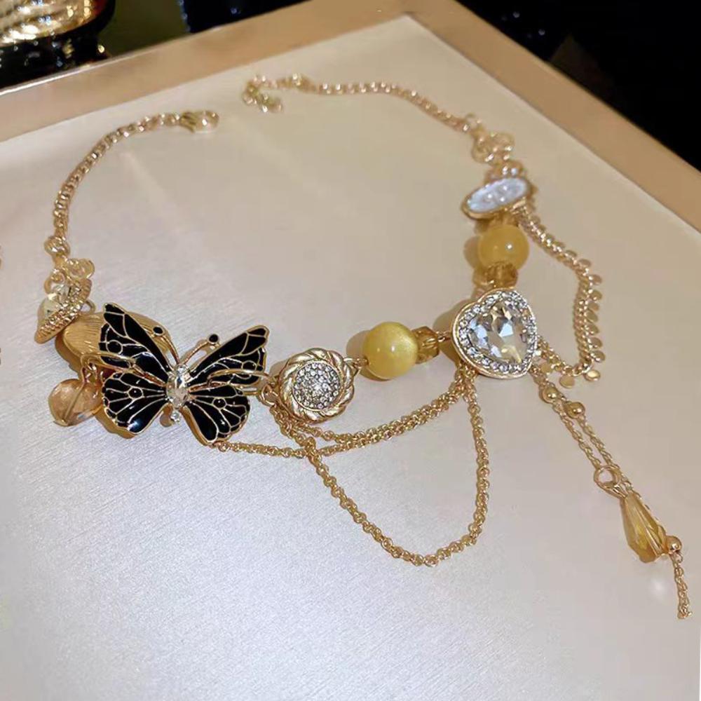 Adjustable Rhinestone Butterfly Necklace Exaggerated Women s Choker Tassel Crystal Necklace Ladies чёрный/золотой
Adjustable Rhinestone Butterfly Necklace Exaggerated Women s Choker Tassel Crystal Necklace Ladies чёрный/золотой