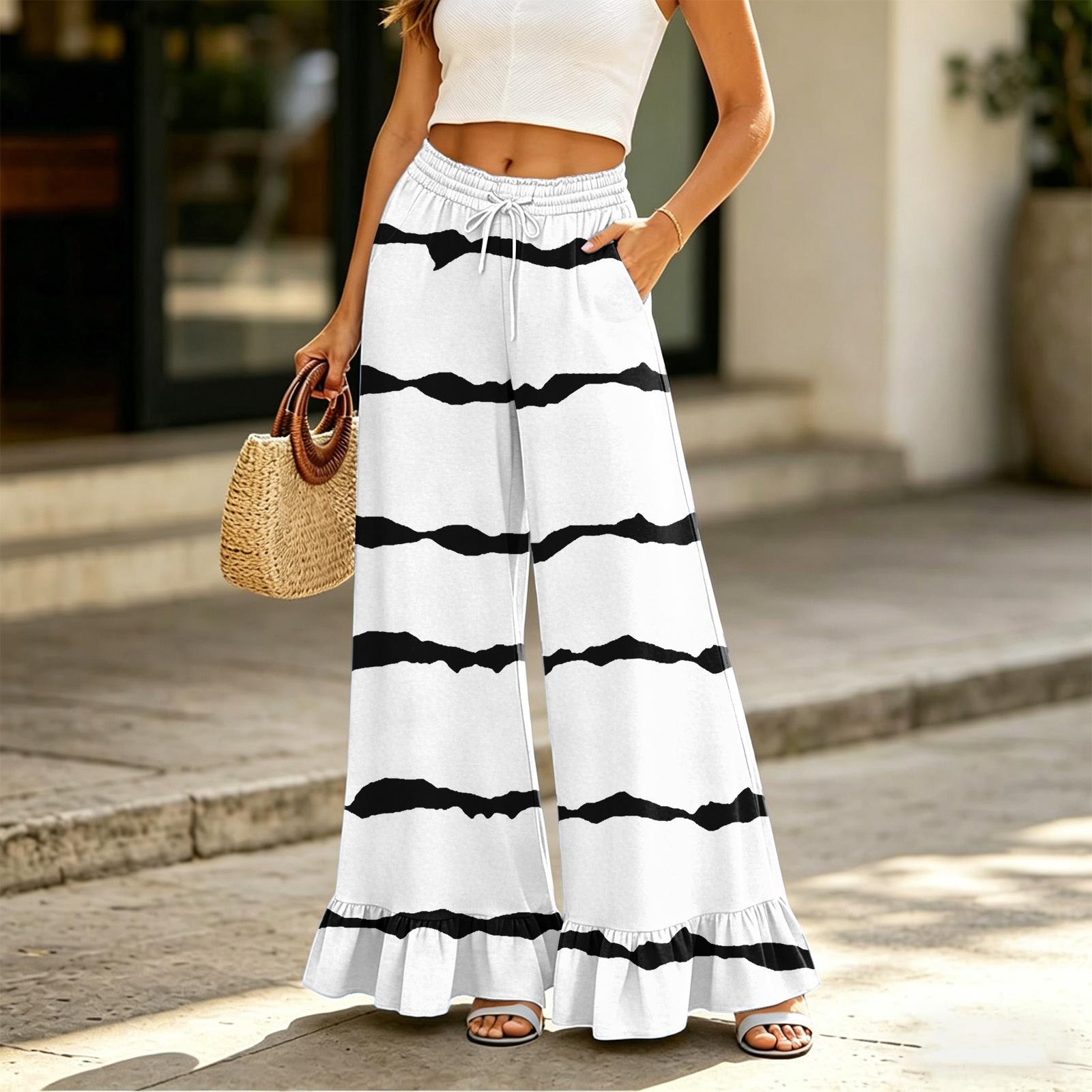 Women’s High Waist Wide Leg Pants with Drawstring and Pockets Loose Fit Striped Casual Long Trousers with Ruffle Hem for Everyday Wear L білий
Women’s High Waist Wide Leg Pants with Drawstring and Pockets Loose Fit Striped Casual Long Trousers with Ruffle Hem for Everyday Wear L білий