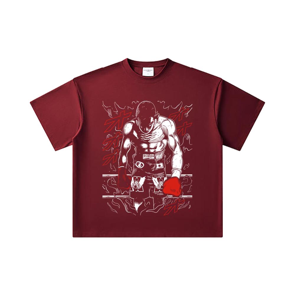 260 GSM Double Yarn 32 Count 100% Cotton Hajime no Ippo V2 Takamura Print Unisex Heavy Cotton T Shirt 2XL вина червоного кольору
260 GSM Double Yarn 32 Count 100% Cotton Hajime no Ippo V2 Takamura Print Unisex Heavy Cotton T Shirt 2XL вина червоного кольору