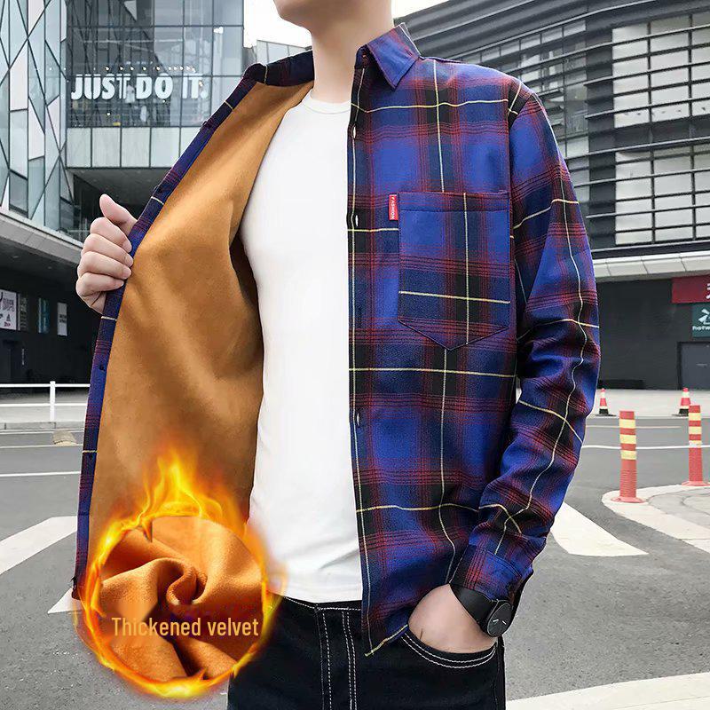 Мужская рубашка в корейском стиле в клетку: Теплый, плотный бархат, облегающий крой для осени и зимы. XL
Мужская рубашка в корейском стиле в клетку: Теплый, плотный бархат, облегающий крой для осени и зимы. XL