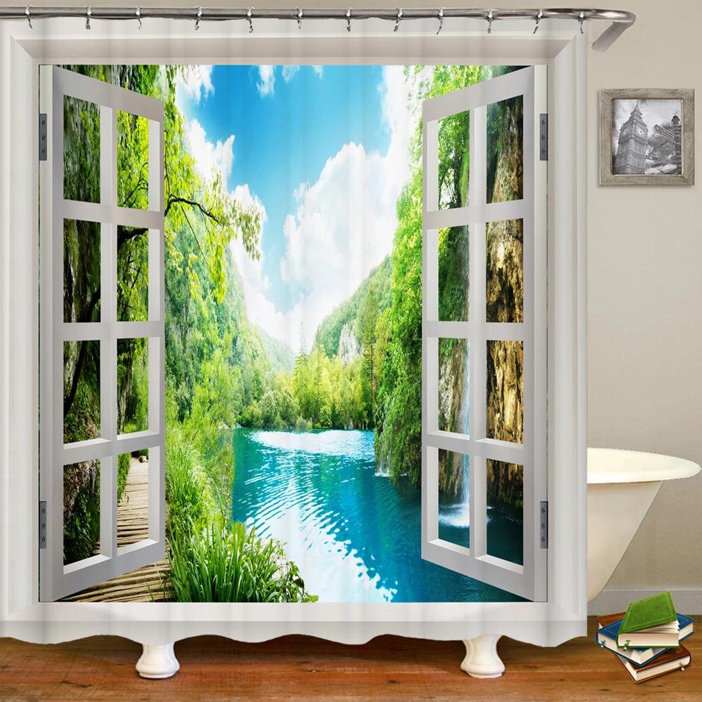 3D window opening scenery window landscape printed shower curtain mildew washable curtain bathroom decoration with hooks curtain W90xH180cm
3D window opening scenery window landscape printed shower curtain mildew washable curtain bathroom decoration with hooks curtain W90xH180cm