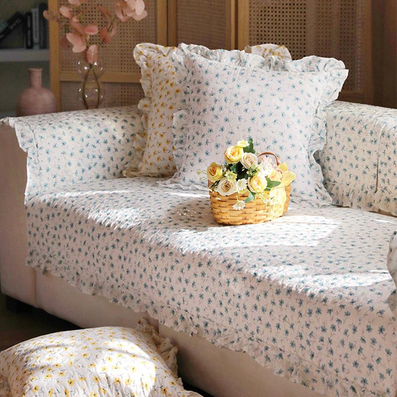 Весенне-летняя пасторальная маленькая диванная подушка со свежим цветочным рисунком для всех сезонов, нескользящая подушка для сиденья из хлопчатобумажной ткани 70*70cm