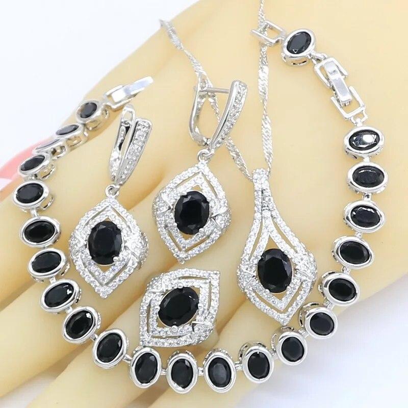 Black White Zircon Jewelry Sets for Women Wedding Bracelet Earrings Necklace Pendant Ring Gift Box
Black White Zircon Jewelry Sets for Women Wedding Bracelet Earrings Necklace Pendant Ring Gift Box