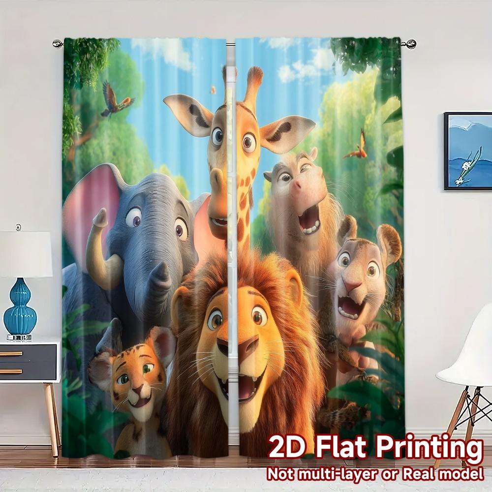 Modern Flat Printing Curtains Without Rod Junglegathering Creative Polyester Easy Install Festive Set Of 2 Made W100*H70(CM)-Grommet top&2PCS
Modern Flat Printing Curtains Without Rod Junglegathering Creative Polyester Easy Install Festive Set Of 2 Made W100*H70(CM)-Grommet top&2PCS