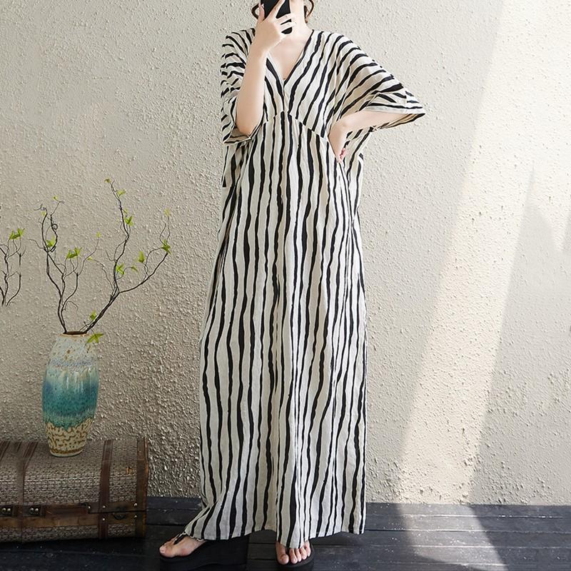 Short sleeve Plus size Cotton vintage Stripe new in dresses for women casual loose long summer dress
Short sleeve Plus size Cotton vintage Stripe new in dresses for women casual loose long summer dress