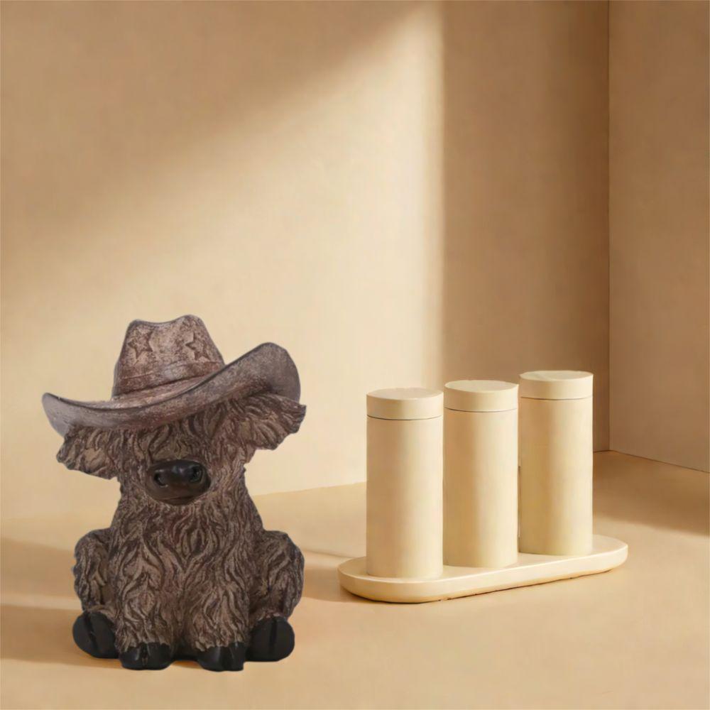 Realistic Highland Cow Figurine With Cowboy Hat Animal Sculpture For Farmhouse Garden коричневий
Realistic Highland Cow Figurine With Cowboy Hat Animal Sculpture For Farmhouse Garden коричневий