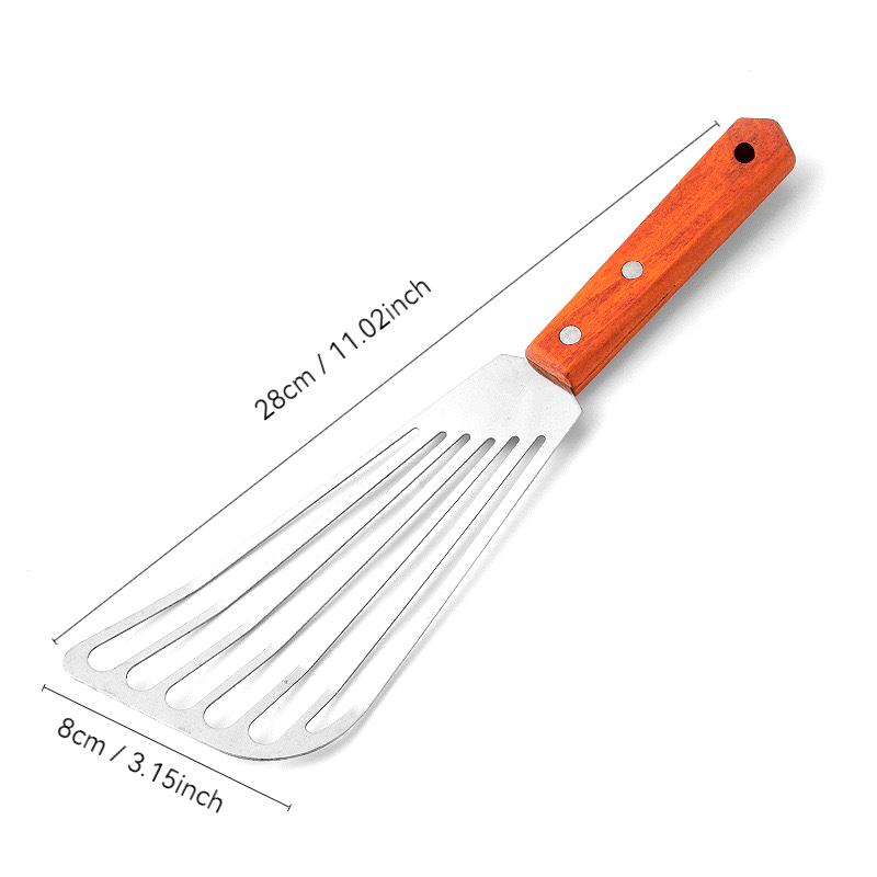 Stainless Steel Wooden Handle Fan-shaped Hollowed-out Flipping Fish Spatula BBQ Cooking Spatula
Stainless Steel Wooden Handle Fan-shaped Hollowed-out Flipping Fish Spatula BBQ Cooking Spatula