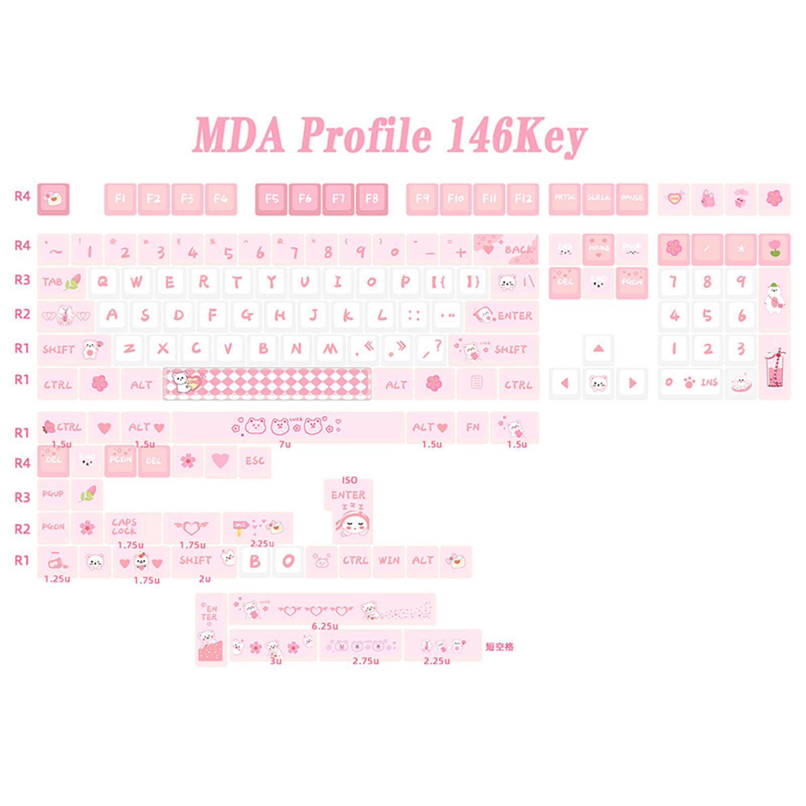 PBTKeycaps 146 Sakura Bear Theme Сублимационная розовая клавиатура Набор MAD Profile Персонализированная механическая клавиатура для девочек
PBTKeycaps 146 Sakura Bear Theme Сублимационная розовая клавиатура Набор MAD Profile Персонализированная механическая клавиатура для девочек