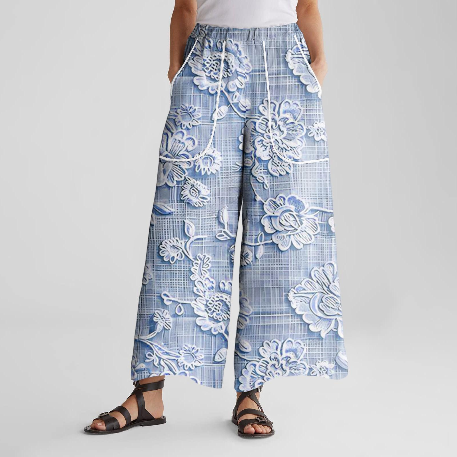 Women s Wide Leg Pants With Elastic Waistband Printing Large Pockets Patchwork Edge, Loose Pants M
Women s Wide Leg Pants With Elastic Waistband Printing Large Pockets Patchwork Edge, Loose Pants M