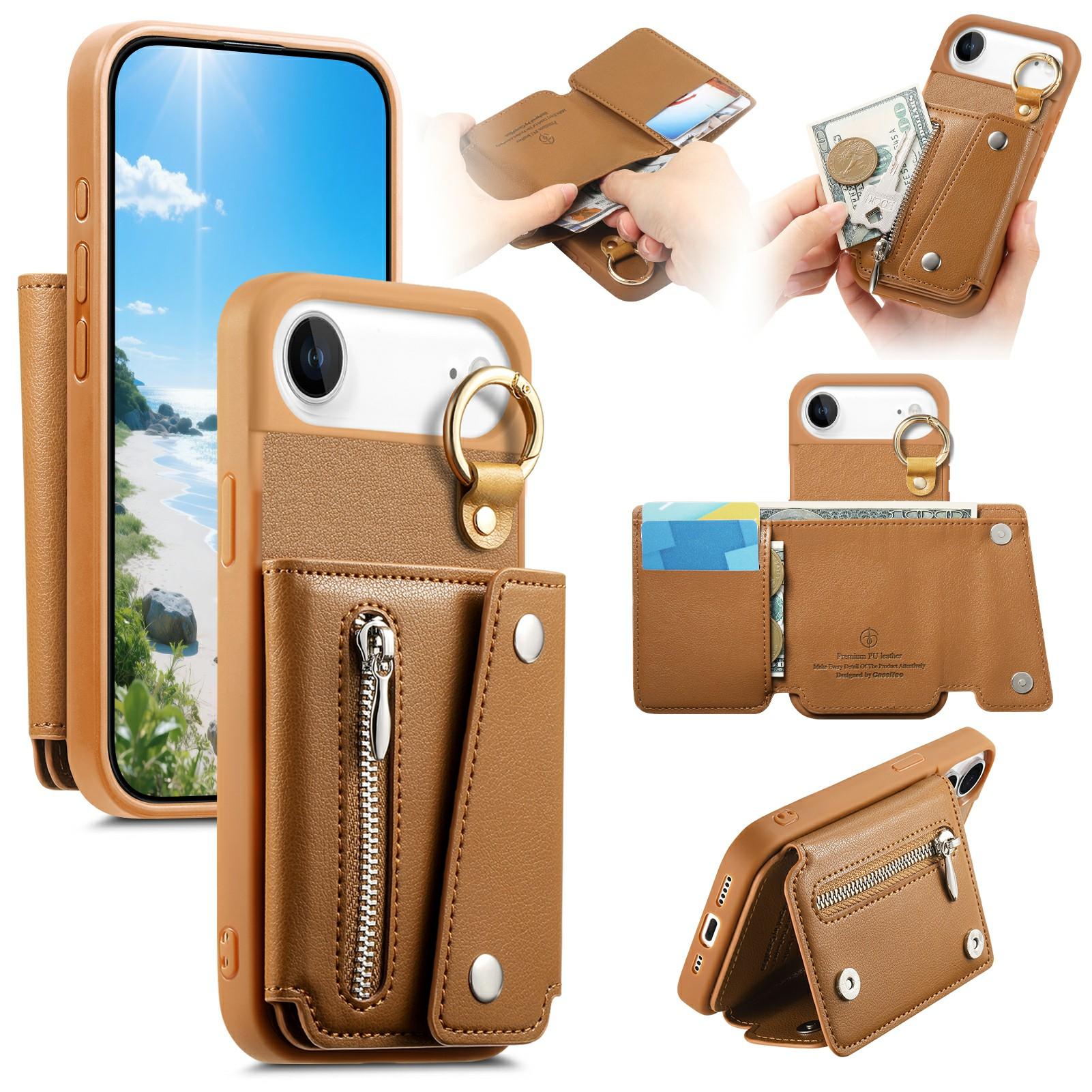 For iPhone Air Case D-Ring Holder Leather + PC + TPU Phone Cover with Wallet Kickstand
For iPhone Air Case D-Ring Holder Leather + PC + TPU Phone Cover with Wallet Kickstand
