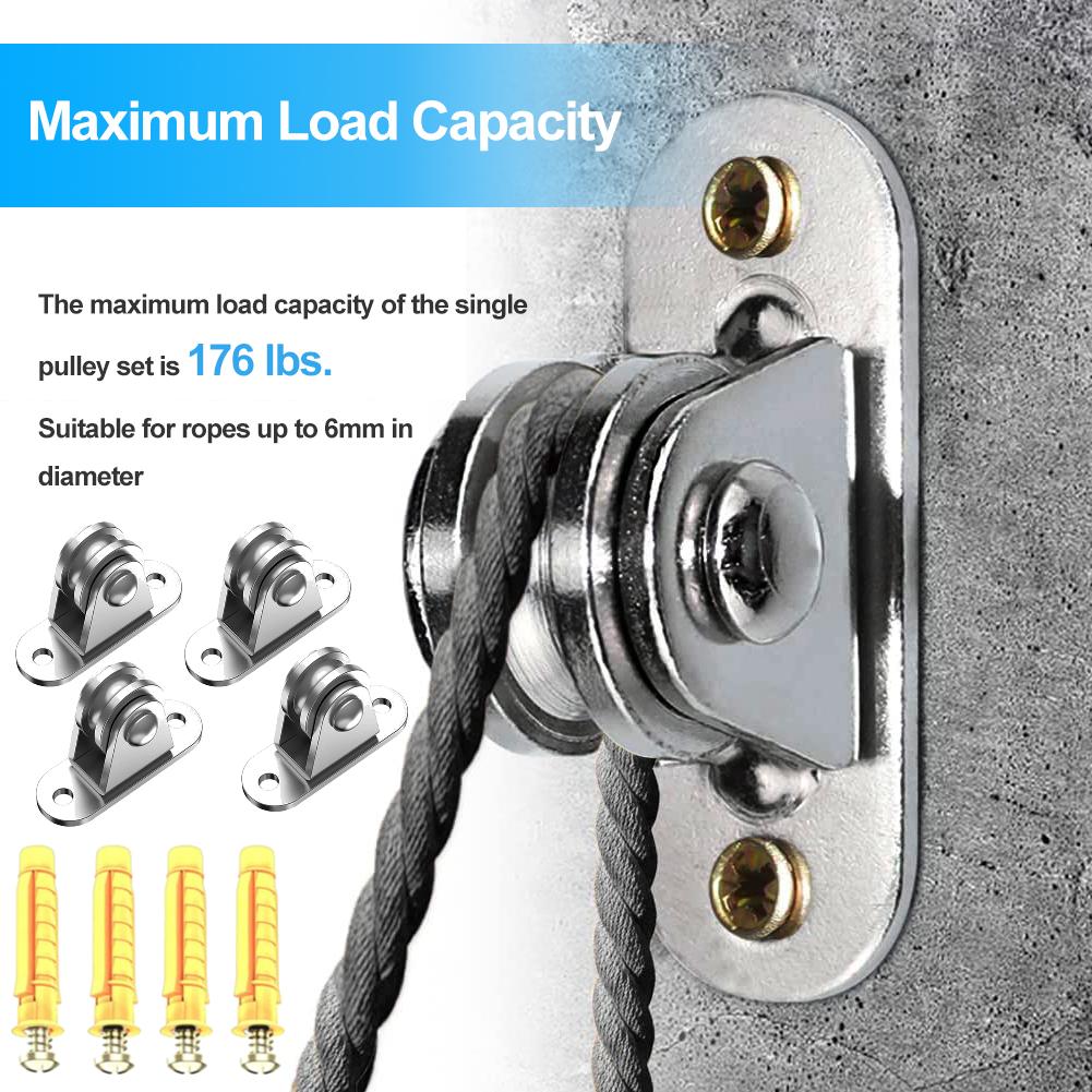 10-2PC Heavy Duty Fixed Pulley Loading 176 Lb Pulley Block Kit Wall-Mounted Pulley for Cord Material Handling Moving/DIY Mount 2PCS
10-2PC Heavy Duty Fixed Pulley Loading 176 Lb Pulley Block Kit Wall-Mounted Pulley for Cord Material Handling Moving/DIY Mount 2PCS