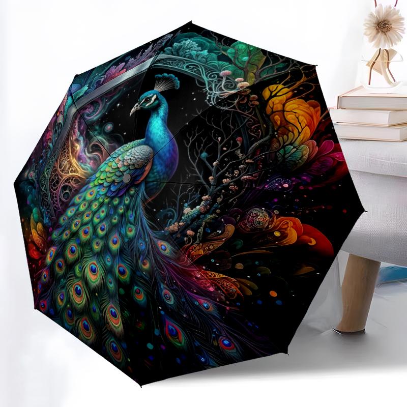 1pc Sturdy 8-Bone Auto Umbrella, Ornate Peacock Radiance Umbrella, Digital Printed, Foldable Umbrella for On-the-Go Outdoor Use
1pc Sturdy 8-Bone Auto Umbrella, Ornate Peacock Radiance Umbrella, Digital Printed, Foldable Umbrella for On-the-Go Outdoor Use