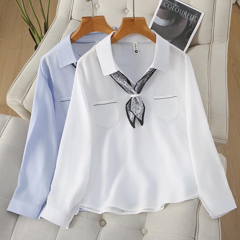 Plus Size Women s White Shirt with Silk Scarf - 2025 New Autumn Trend 3XL синий
Plus Size Women s White Shirt with Silk Scarf - 2025 New Autumn Trend 3XL синий